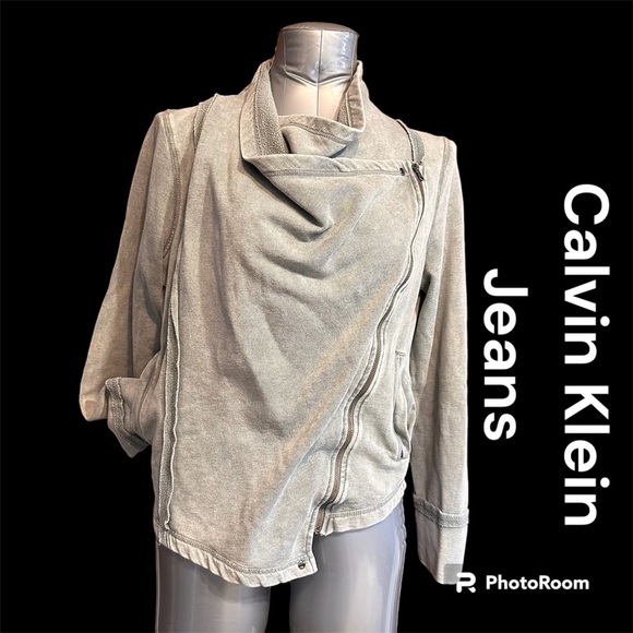 SALE!! Rare moto style assymetricalside zip sweater jacket.   3 - Picture 1 of 12